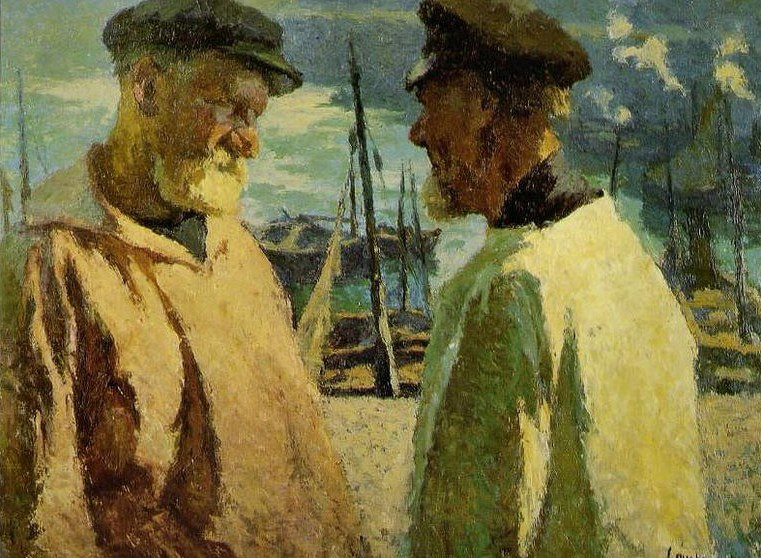 Pecheurs dans le port de Honfleur